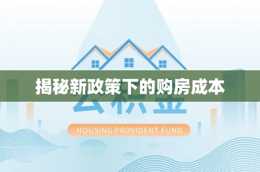 湘西揭秘新政策下的购房成本